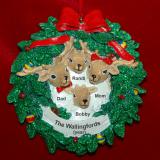 Reindeer Wreath for 4 Christmas Ornament Personalized by RussellRhodes.com