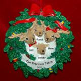 Twins Christmas Ornament Reindeer Wreath with Parents Personalized by RussellRhodes.com