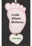 Funky Foot Pink Baby Christmas Ornament Personalized by Russell Rhodes