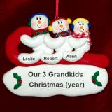 Snowful Sledding Fun 3 Grandkids Christmas Ornament Personalized by RussellRhodes.com
