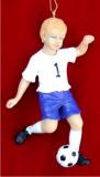Young Soccer Player Male Christmas Ornament Personalized by Russell Rhodes