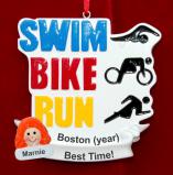 Triathlon Ornament for Girl with Custom Face Add-on Personalized by RussellRhodes.com