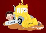 Backhoe Tractor Ornament for Boy with Custom Face Add-on Personalized by RussellRhodes.com