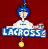 Talented Lacrosse Boy Christmas Ornament Personalized by Russell Rhodes