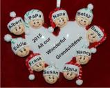 Loving Heart 8 Grandkids with 2 Grandparents Christmas Ornament Personalized by Russell Rhodes