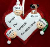 Grandparents Christmas Ornament Loving Heart Our 3 Grandkids with Family Dogs, Cats, Pets Custom Add-ons Personalized by RussellRhodes.com
