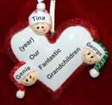 Grandparents Christmas Ornament Loving Heart 3 Grandkids Personalized by RussellRhodes.com