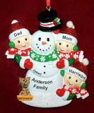 Family Christmas Ornament for 3 Happy Snowman with Dogs, Cats, Pets Custom Add-ons Personalized by RussellRhodes.com