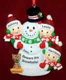 Single Mom Christmas Ornament My 3 Kids, Happy Snowman, & Our Dog, Cat, Pets Custom Ad-ons Personalized by RussellRhodes.com