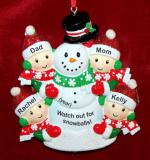 Family Christmas Ornament for 4 Happy Snowman Personalized by RussellRhodes.com