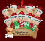 Family Christmas Ornament 4-Poster Fun for 9 with Pets Personalized by RussellRhodes.com