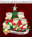Our 4 Precious Kids Christmas Ornament Gifts Under the Tree with Pets Personalized by RussellRhodes.com