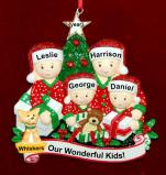 Family Christmas Ornament Gifts Under the Tree our 4 Kids with 1 Dog, Cat, Pets Custom Add-ons Personalized by RussellRhodes.com