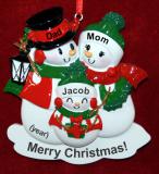 Family of 3 Christmas Ornament Winter Joy with Optional Pets Custom Added Personalized by RussellRhodes.com