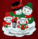 Family of 4 Christmas Ornament Winter Joy with Optional Pets Custom Added Personalized by RussellRhodes.com