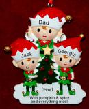 Single Dad Ornament with 2 Kids Elf Magic with Optional Dogs, Cats, or Other Pets Personalized by RussellRhodes.com