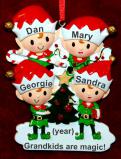4 Grandkids Ornament Elf Magic with Optional Dogs, Cats, or Other Pets Personalized by RussellRhodes.com