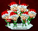 Family of 6 Ornament Elf Magic with Optional Dogs, Cats, or Other Pets Personalized by RussellRhodes.com