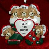 Family Christmas Ornament Festive Bears Just the 5 Kids Personalized by RussellRhodes.com