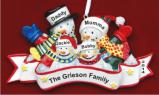 Warm Woolens Snow Family of 4 Christmas Ornament Personalized by Russell Rhodes