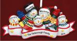 Warm Woolens Snow Family of 5 Christmas Ornament Personalized by Russell Rhodes