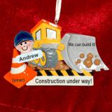 Construction Ornament for Boy with Custom Face Add-on Personalized by RussellRhodes.com