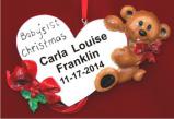 Baby's First Baby Bear Loving Heart for Girl Christmas Ornament Personalized by RussellRhodes.com