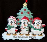 Family of 3 Christmas Ornament Winter Penguins Personalized by RussellRhodes.com