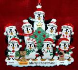 Family Christmas Ornament Winter Penguins for 9 with 3 Dogs, Cats, Pets Custom Add-ons Personalized by RussellRhodes.com