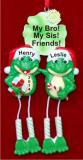 Frogs are Fun! Brother & Sister Christmas Ornament Personalized by Russell Rhodes
