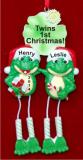 Frogs are Fun! Twins Christmas Ornament Personalized by RussellRhodes.com