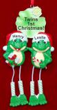 Twins Christmas Ornament Frogs are Fun! Personalized by RussellRhodes.com