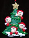 Our Four Awesome Kids Looking Out for Santa Christmas Ornament Personalized by Russell Rhodes
