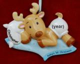 Baby Reindeer Blue Blanket Christmas Ornament Personalized Personalized by RussellRhodes.com
