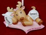 Baby Reindeer Pink Blanket Christmas Ornament Personalized by RussellRhodes.com