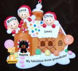Family Christmas Ornament Gingerbread House Our 3 Kids with 2 Dogs, Cats, Pets Custom Add-on Personalized by RussellRhodes.com