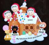 Family Christmas Ornament Gingerbread House Our 3 Kids with 3 Dogs, Cats, Pets Custom Add-on Personalized by RussellRhodes.com