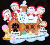 Family Christmas Ornament Gingerbread House Our 4 Kids with 3 Dogs, Cats, Pets Custom Add-on Personalized by RussellRhodes.com