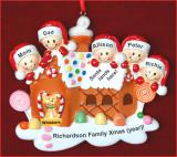 Family Christmas Ornament Gingerbread House Our 5 Kids with 1 Dog, Cat, Pets Custom Add-on Personalized by RussellRhodes.com