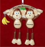 Monkey See Monkey Do 2 Grandkids Christmas Ornament Personalized by Russell Rhodes