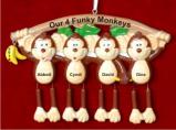 Monkey See Monkey Do Our 4 Grandchildren Christmas Ornament Personalized by Russell Rhodes