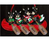 Black Bear Family of 4 Personalized Christmas Ornament