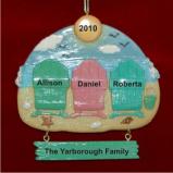 Beach for 3 Family Christmas Ornament Personalized by Russell Rhodes