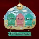 Family Christmas Ornament for 3 on the Beach Personalized by RussellRhodes.com