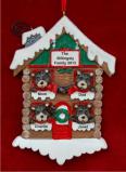 Black Bears: Happy Family of 4 Christmas Ornament Personalized by Russell Rhodes