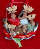 Family of 4 Fishing Christmas Ornament Personalized by Russell Rhodes