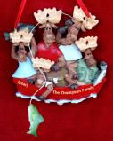 Family Christmas Ornament for 5 Moose on the Lake Personalized by RussellRhodes.com