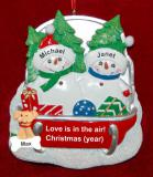Couples Christmas Ornament Sledding Fun with Dogs, Cats, Pets Custom Add-ons Personalized by RussellRhodes.com