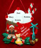 Single Dad Christmas Ornament Cocoa in the Morning 3 Children with Dogs, Cats, Pets Custom Add-ons Personalized by RussellRhodes.com