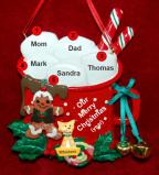 Family Christmas Ornament Cocoa in the Morning for 5 with Dogs, Cats, Pets Custom Add-ons Personalized by RussellRhodes.com